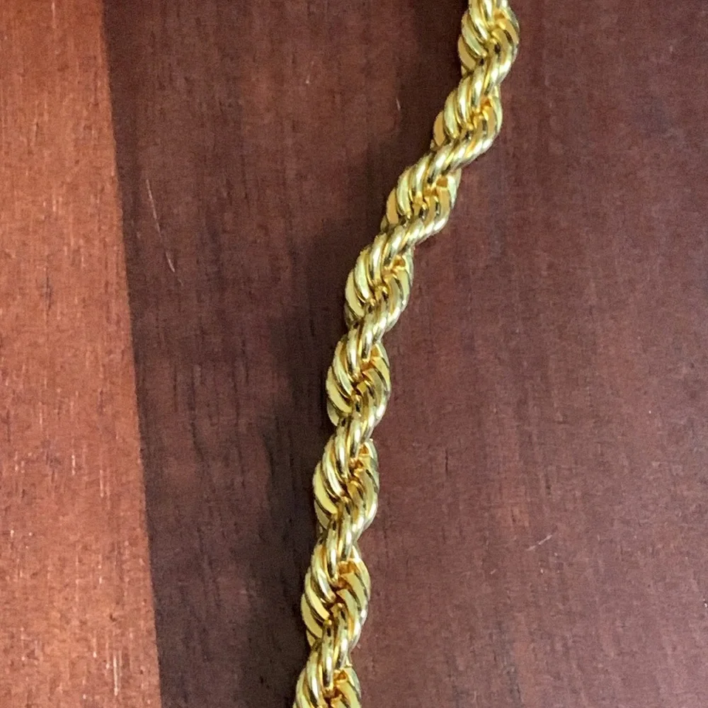 24K gold plated rope chain necklace